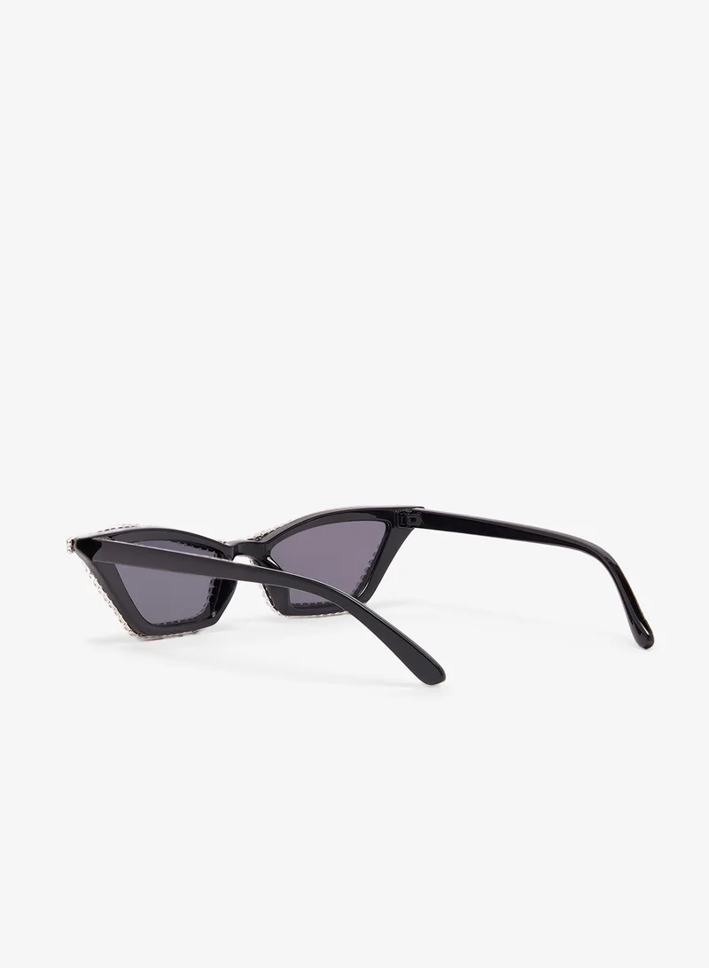 جينجر Rhinestone Embellished Cat Eye Sunglasses